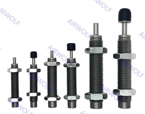 আঘাত সুরক্ষা জন্য -10~+80℃ কার্যকরী তাপমাত্রা এবং 0.3 থেকে 5.0m/s সংঘর্ষের গতি সহ SMC RB সিরিজ কার্বন স্টিল শক অ্যাবজরবার