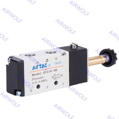 AC230V DC24V 5/2 ওয়ে Airtac 4V110-: M5 4V110-06 বায়ুসংক্রান্ত solenoid ভালভ